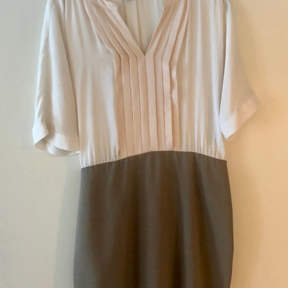 Ann Taylor Tan and White Dress - Picture 1 of 5